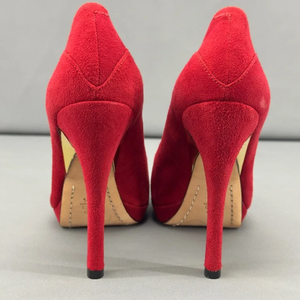 Alice + Olivia by Stacey Bendet Red Suede Platform Stiletto Heels Size‎ 8US/38.5